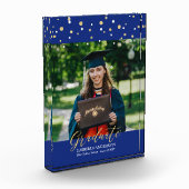 Koninklijk Blauwe & Gouden Confetti Afstudeercadea Fotoblokken (Links)