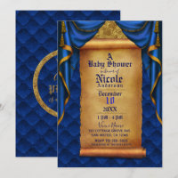 Koninklijk Blauwe & Gouden Deken Rol Baby Shower