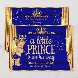 Koninklijk blauwe gouden gordijnen prins baby show kaart