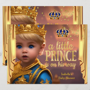 Koninklijk Blauwe Gouden Gordijnen Prins Baby Show Kaart