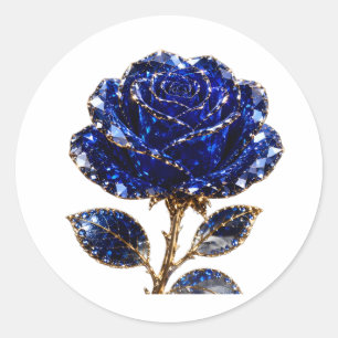 Koninklijk Blauwe Gouden Kristallen Roos Ronde Sticker