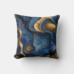 Koninklijk Blauwe Gouden Navy Blauwe Geode Siercad Kussen