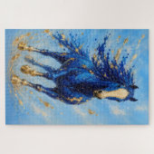 Koninklijk Blauwe Gouden Paardpuzzel Legpuzzel (Horizontaal)