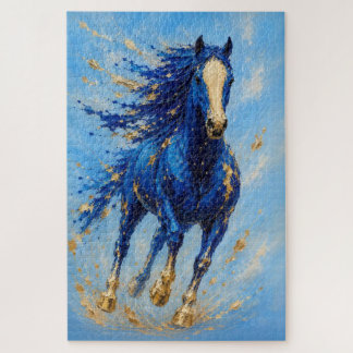 Koninklijk Blauwe Gouden Paardpuzzel Legpuzzel