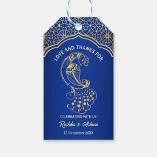 Koninklijk blauwe gouden pauw Indiase Arabische on Cadeaulabel