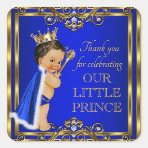 Koninklijk Blauwe Gouden Prins Baby Shower Sticker