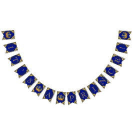 Koninklijk Blauwe Gouden Prins Baby Shower Vlaggetjes