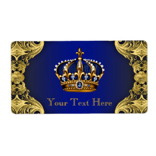 Koninklijk blauwe gouden prins baby shower waterfl etiket