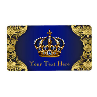 Koninklijk blauwe gouden prins baby shower waterfl etiket