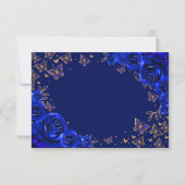 Koninklijk Blauwe Gouden Quinceanera Bedankkaart (Achterkant)