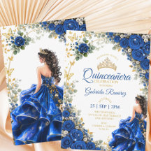Koninklijk Blauwe Gouden Quinceañera Vlinders