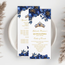 Koninklijk Blauwe Gouden Tiara Bloemrijke Quinceañ