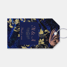 Koninklijk Blauwe Gouden Vlinder Bruiloft Cadeaulabel