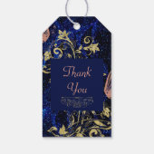 Koninklijk Blauwe Gouden Vlinder Bruiloft Cadeaulabel (Achterkant)