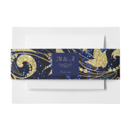 Koninklijk Blauwe Gouden Vlinder Bruiloft Uitnodigingen Wikkel
