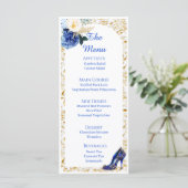 Koninklijk Blauwe Gouden Vlinder Eetkaart Menu (Staand voorkant)