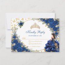 Koninklijk Blauwe Gouden Vlinder Quinceañera