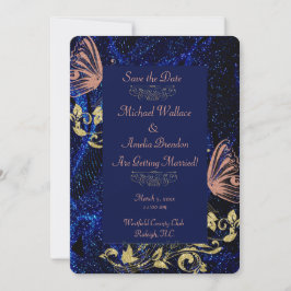 Koninklijk Blauwe Gouden Vlinder Trouw Save the Da Date