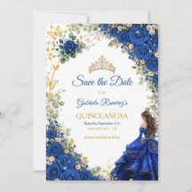 Koninklijk Blauwe Gouden Vlinders Quinceañera