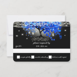 Koninklijk Blauwe Hartblad Boom Mason Jar op Zwart RSVP Kaartje