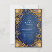 Koninklijk Blauwe Hemelse Bruiloft RSVP Kaartje (Voorkant)