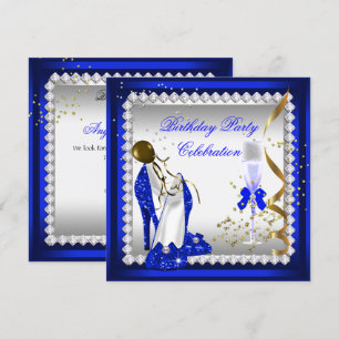 Koninklijk Blauwe Hoge Hakken Gouden Champagne Ver Kaart