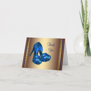 Koninklijk blauwe hoge hakken schoenen blauw goud  bedankkaart