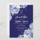 Koninklijk Blauwe Hortensia Bruiloft Kaart (Voorkant)
