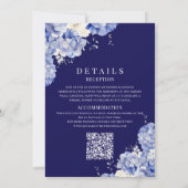 Koninklijk Blauwe Hortensia Bruiloft Kaart (Achterkant)