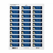 Koninklijk Blauwe Houten Witte Rozen Waterverf Lan Etiket (Full Sheet)