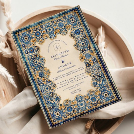 Koninklijk Blauwe Islamitische Bruiloft Kaart