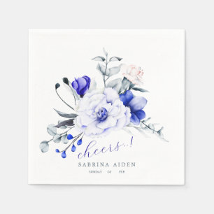Koninklijk Blauwe Ivoren Bloem Bruiloft Servet