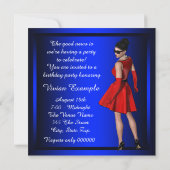 Koninklijk Blauwe Klasse Diva Verjaardagsfeest Kaart (Achterkant)