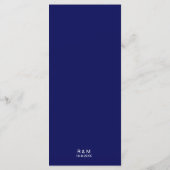 Koninklijk Blauwe Klassieke Elegante Trouw Menu (Achterkant)