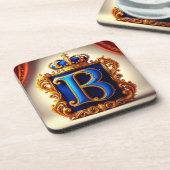 Koninklijk Blauwe Letter B Monogram Bier Onderzetter (Linkerzijde)