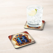 Koninklijk Blauwe Letter B Monogram Bier Onderzetter (Rechterzijde)