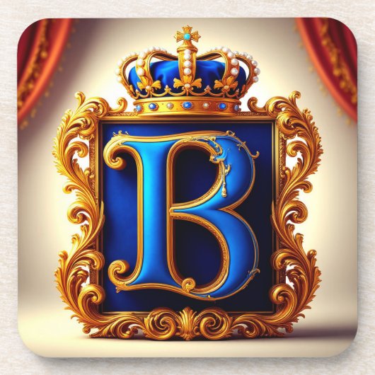 Koninklijk Blauwe Letter B Monogram Bier Onderzetter (Voorkant)