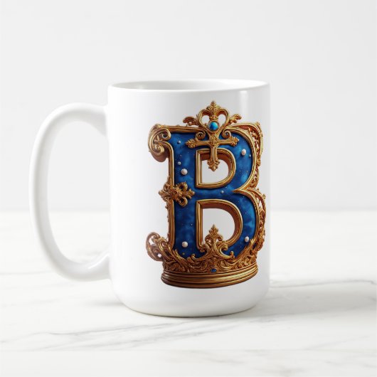 Koninklijk Blauwe Letter B Monogram Koffiemok (Links)