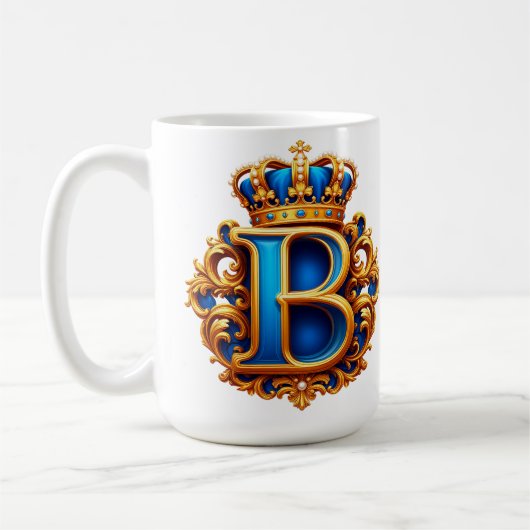 Koninklijk Blauwe Letter B Monogram Koffiemok (Links)
