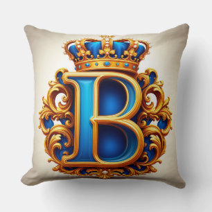 Koninklijk Blauwe Letter B Monogram Kussen