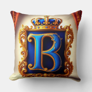 Koninklijk Blauwe Letter B Monogram Kussen