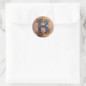 Koninklijk Blauwe Letter B Monogram Ronde Sticker (Tas)