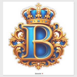 Koninklijk Blauwe Letter B Monogram Sticker