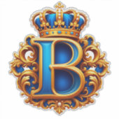 Koninklijk Blauwe Letter B Monogram Sticker (Voorkant)