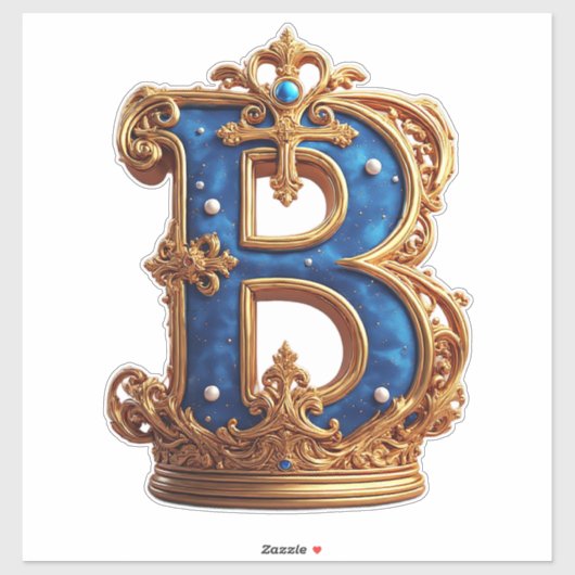 Koninklijk Blauwe Letter B Monogram Sticker (Vel)