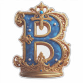 Koninklijk Blauwe Letter B Monogram Sticker (Voorkant)