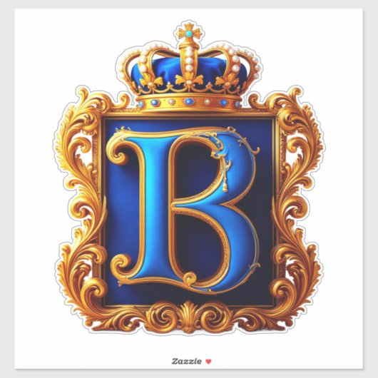 Koninklijk Blauwe Letter B Monogram Sticker (Vel)