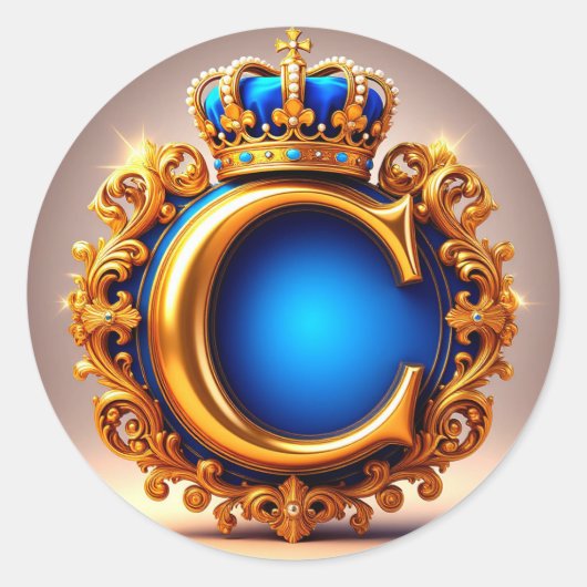 Koninklijk Blauwe Letter C Monogram Ronde Sticker (Voorkant)