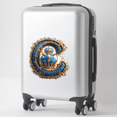 Koninklijk Blauwe Letter C Monogram Sticker (Koffer)