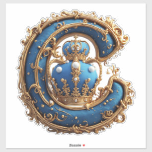 Koninklijk Blauwe Letter C Monogram Sticker
